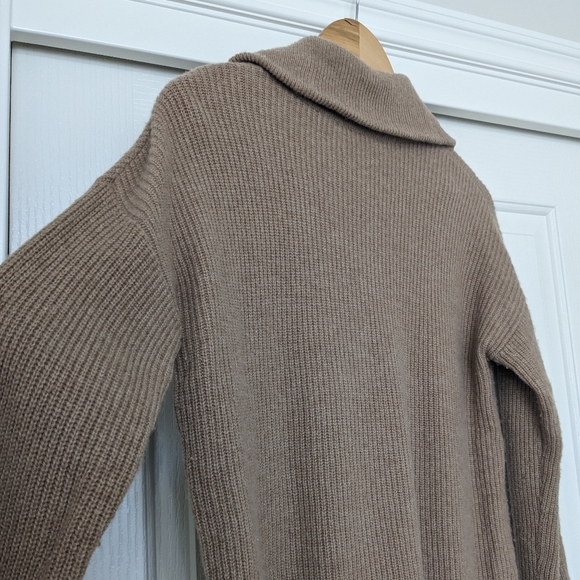MADEWELL Glenbrook Honey Brown Camel Ribbed Sweater 1/4 Zip Long Sleeve XSmall - Picture 8 of 9